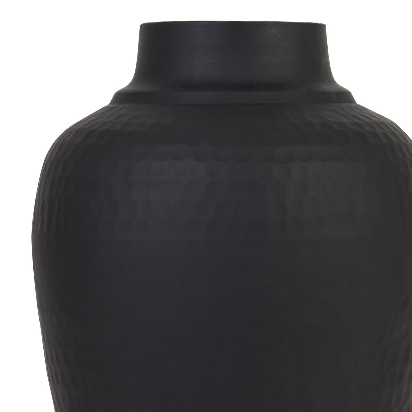 Matt Black Hammered Vase With Lid - Unique Home Pieces