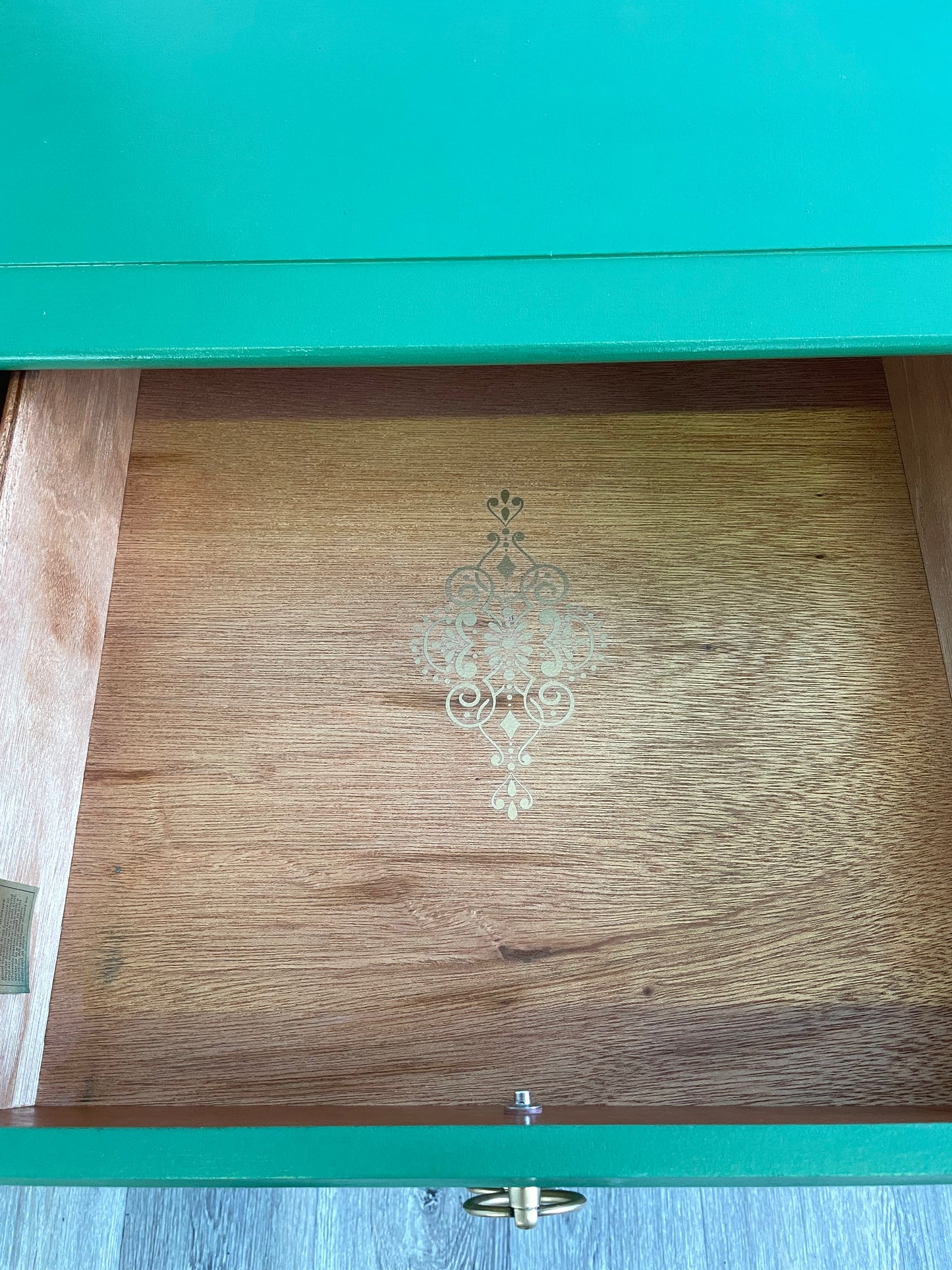 Stag Minstrel Green Dressing Table, 5 Drawer MCM Desk