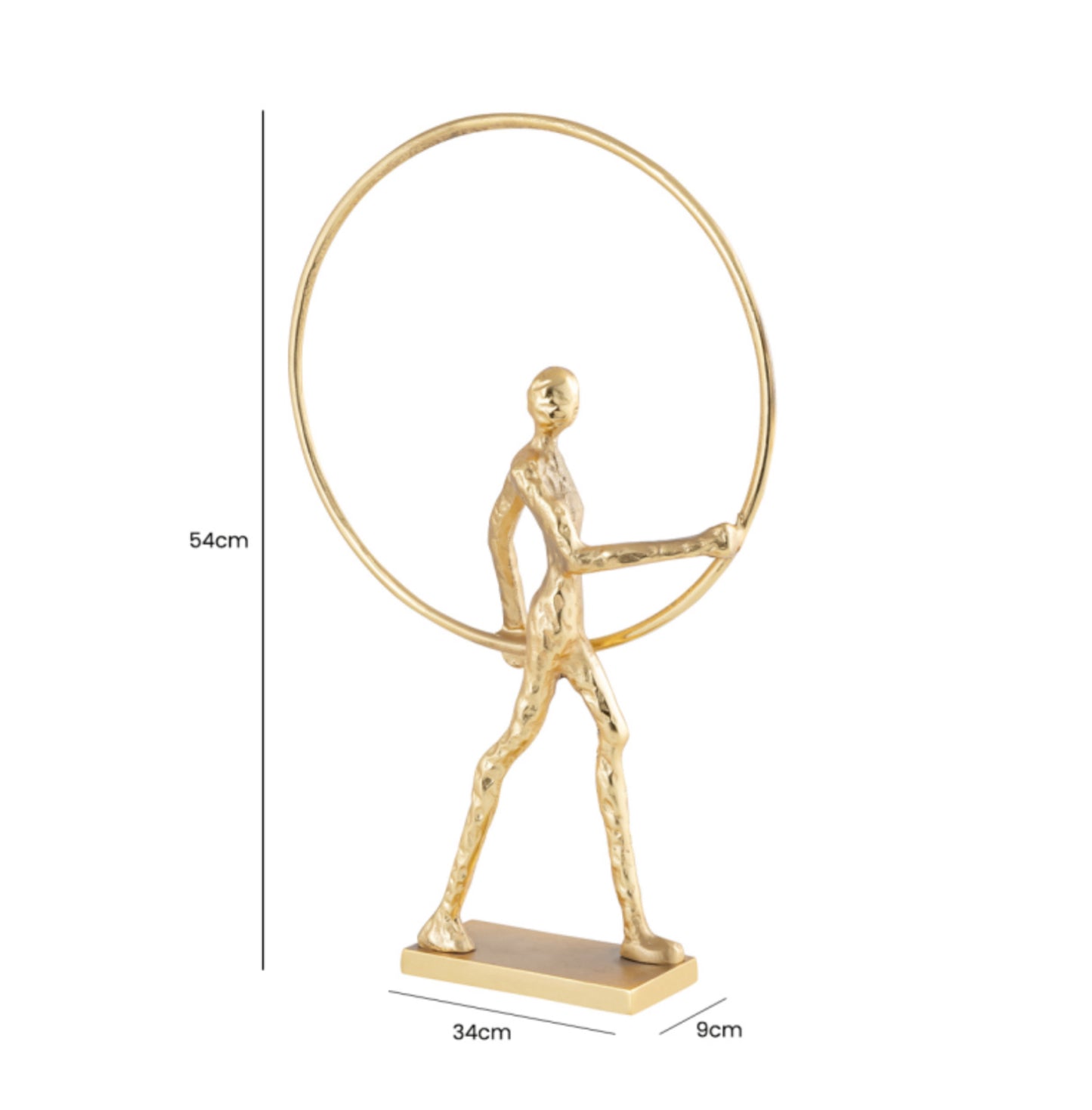 54cm Man With Ring Gold Metal Sculpture - Unique Home Pieces