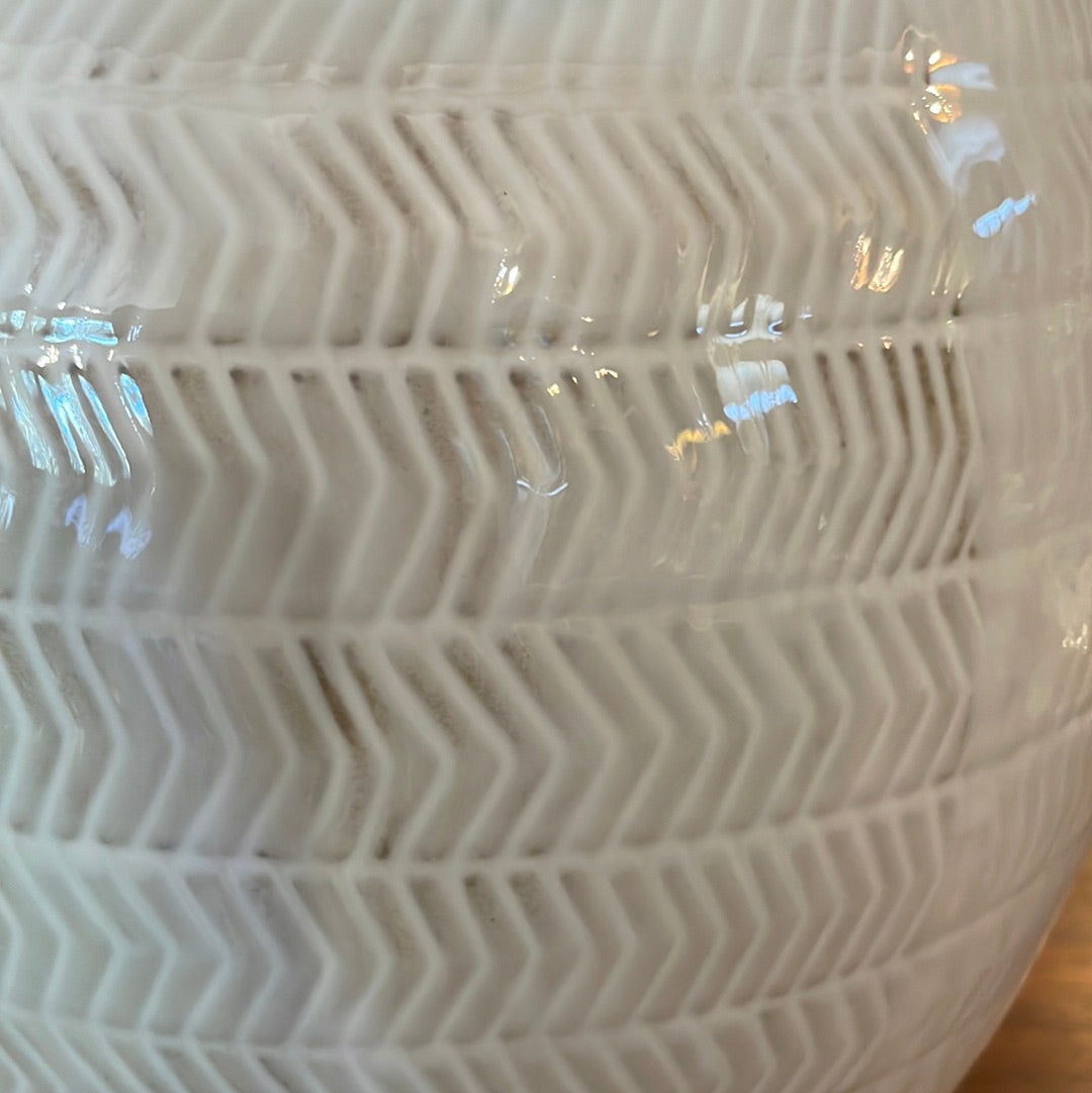 Herringbone Design Table Lamp With Grey Linen Shade - Unique Home Pieces
