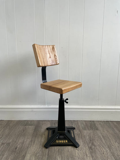 Singer Sewing Machine Table With Butchers Block And Chair