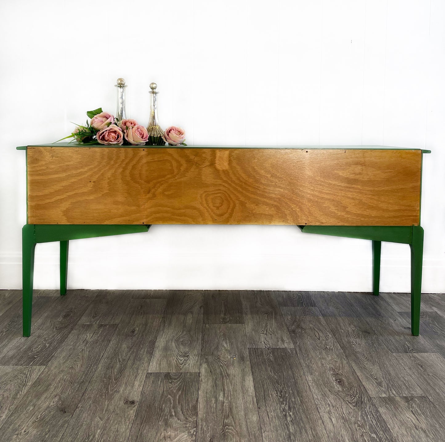 Stag Minstrel Green Dressing Table, 5 Drawer MCM Desk