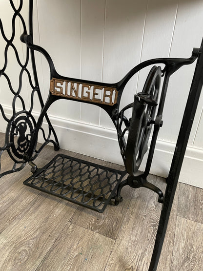 Singer Sewing Machine Table With Butchers Block And Chair