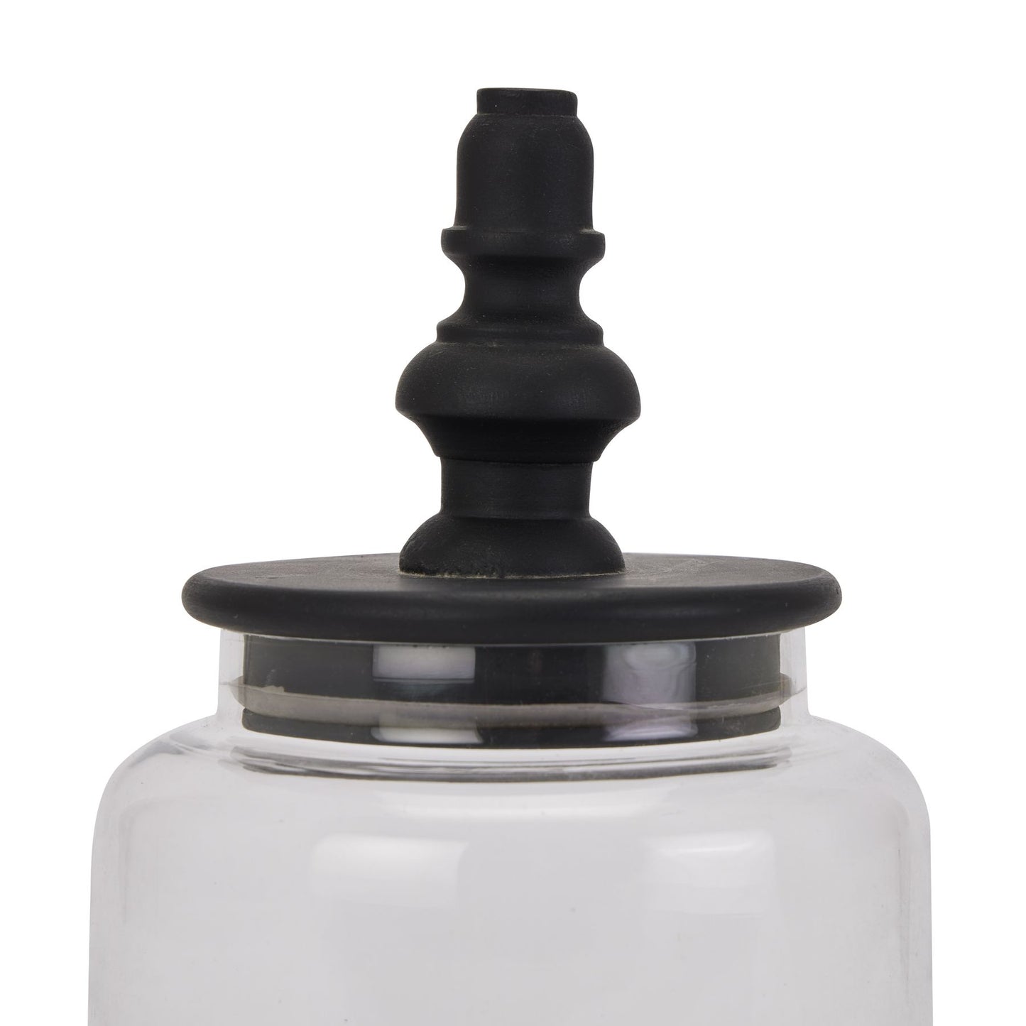 Black Finial Glass Cannister - Unique Home Pieces