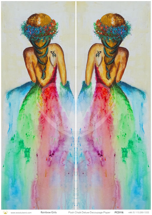 Rainbow Girl Decoupage Paper - Posh Chalk UK 