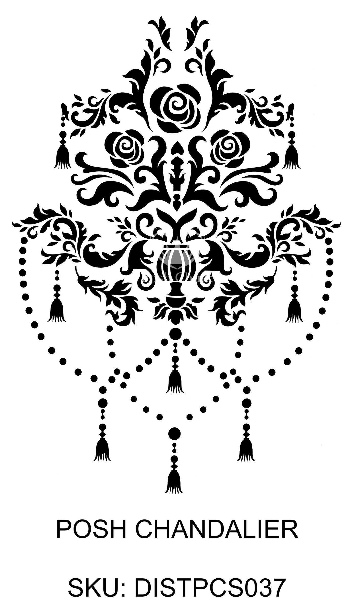 Posh Chalk Stencil Posh Chandelier 35x50cm New! - DISTPCS037 - Posh Chalk UK