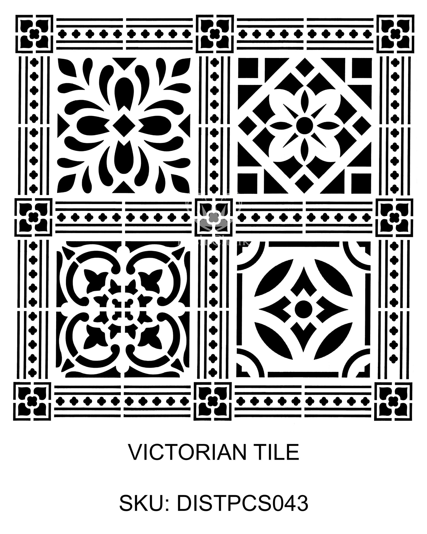 Posh Chalk Stencil Victorian Tile 50x50cm New! - DISTPCS043 - Posh Chalk UK
