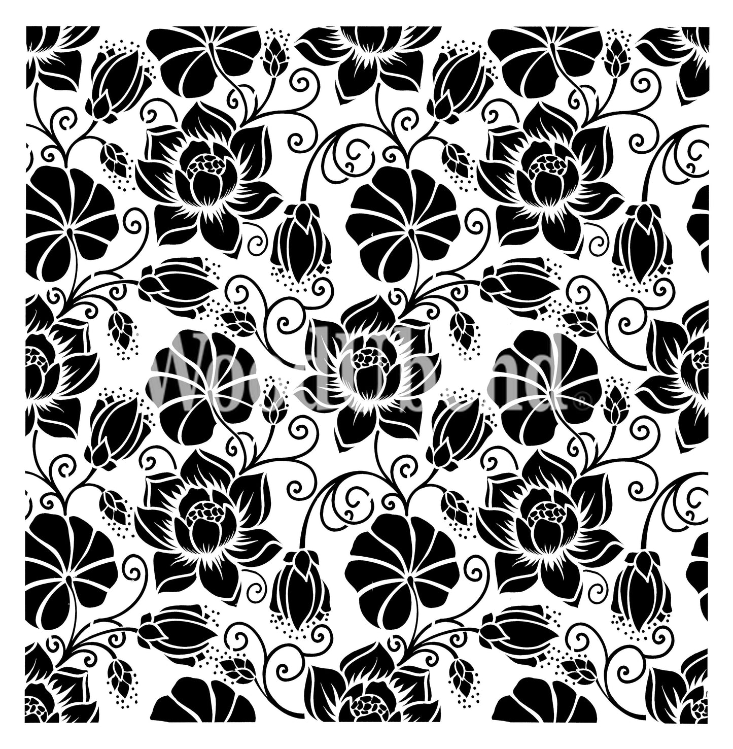 Posh Chalk Stencil Water Lily Flowers 50x50cm PCS024 - Posh Chalk UK
