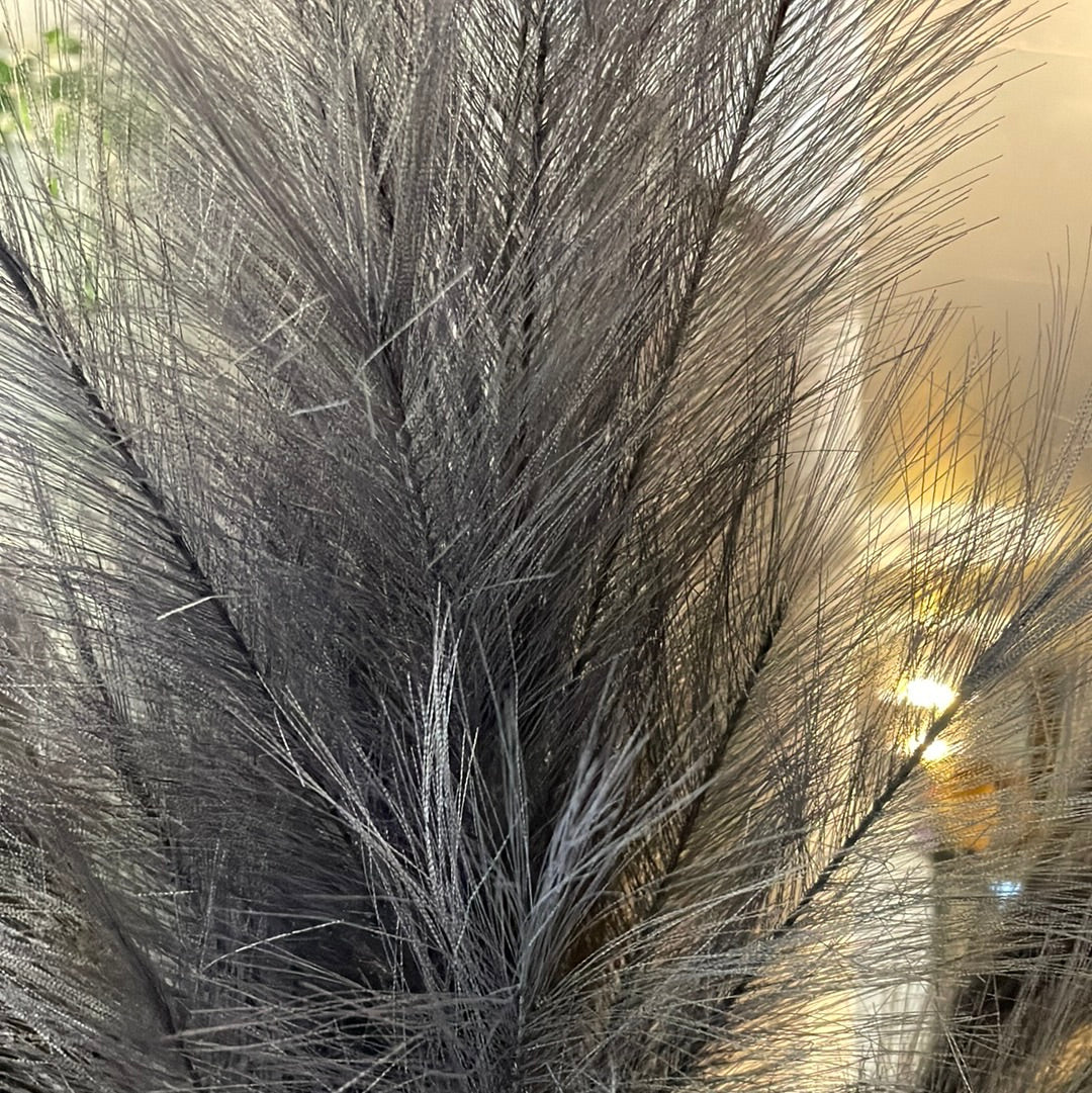 Set of 5 Dark Grey Faux Pampas Grass - Unique Home Pieces