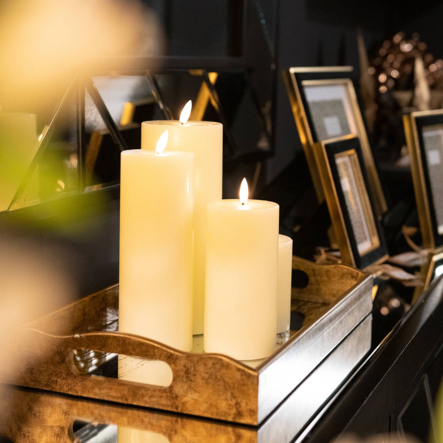 Luxe Collection Natural Glow 3 x 6 LED Ivory Candle