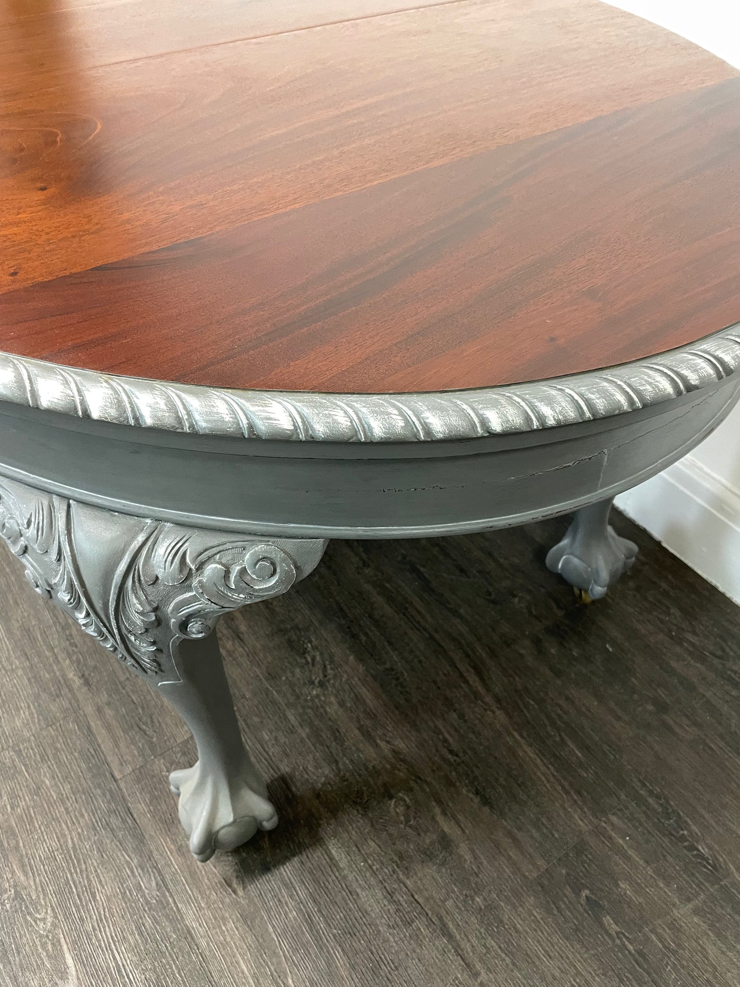 Antique Victorian Grey Claw and Ball Mahogany Extending Dining Table and 4 Chairs - Unique Home Pieces