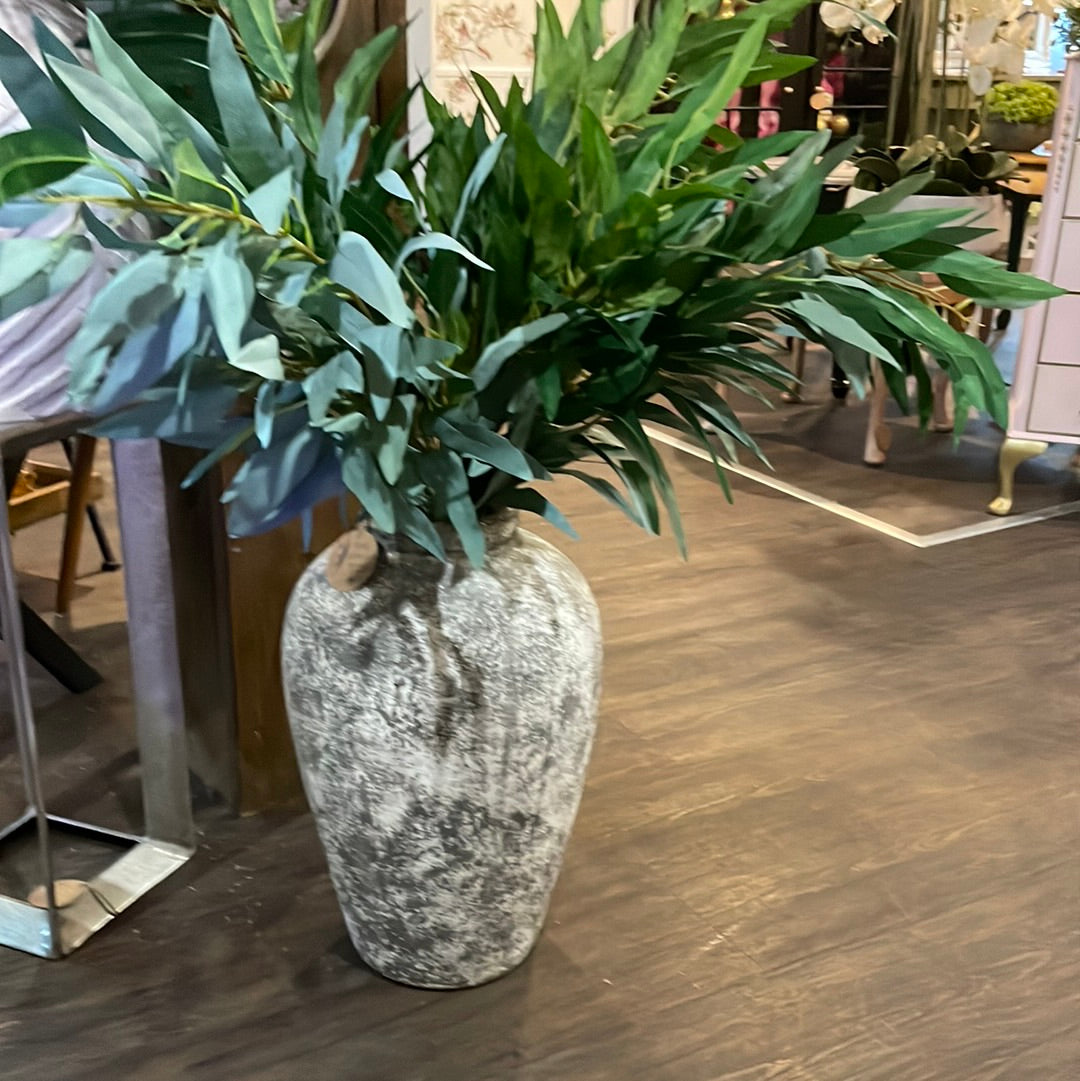 Aged Stone Tall Ceramic Vase - Unique Home Pieces