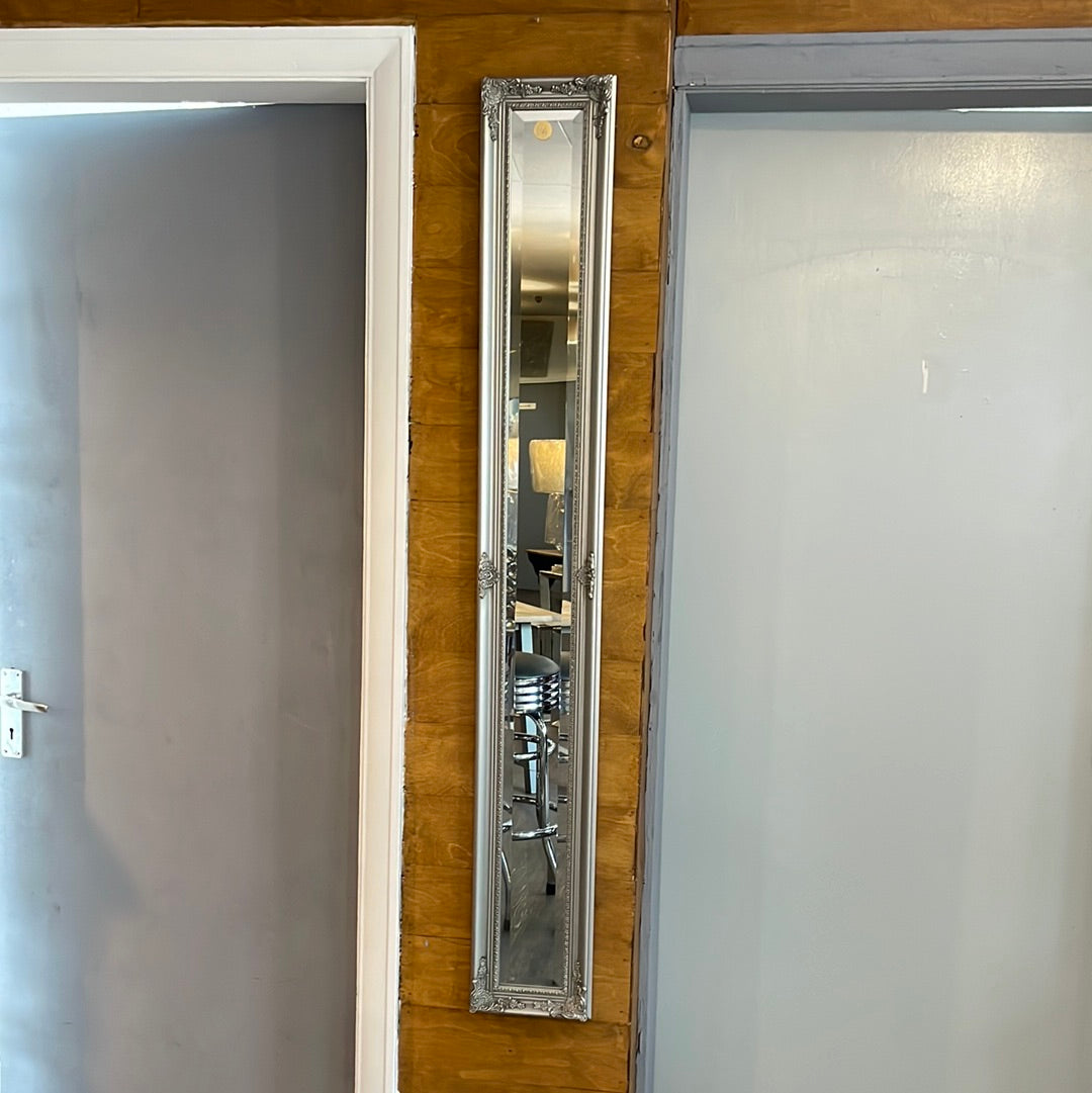 Baroque Slimline Antique Silver Full Length Mirror - Unique Home Pieces