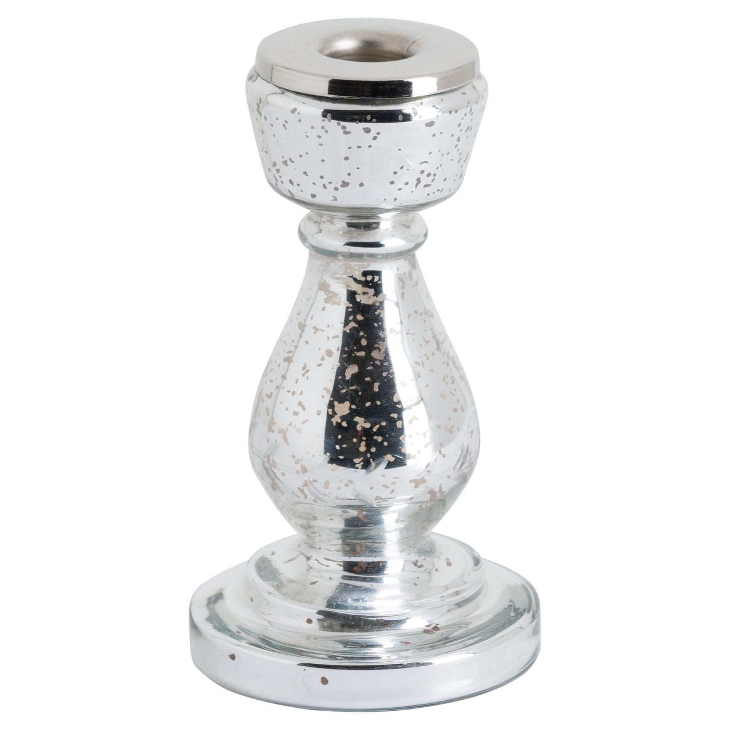Silver Metallic Curved Squat Candle Holder - Unique Home Pieces