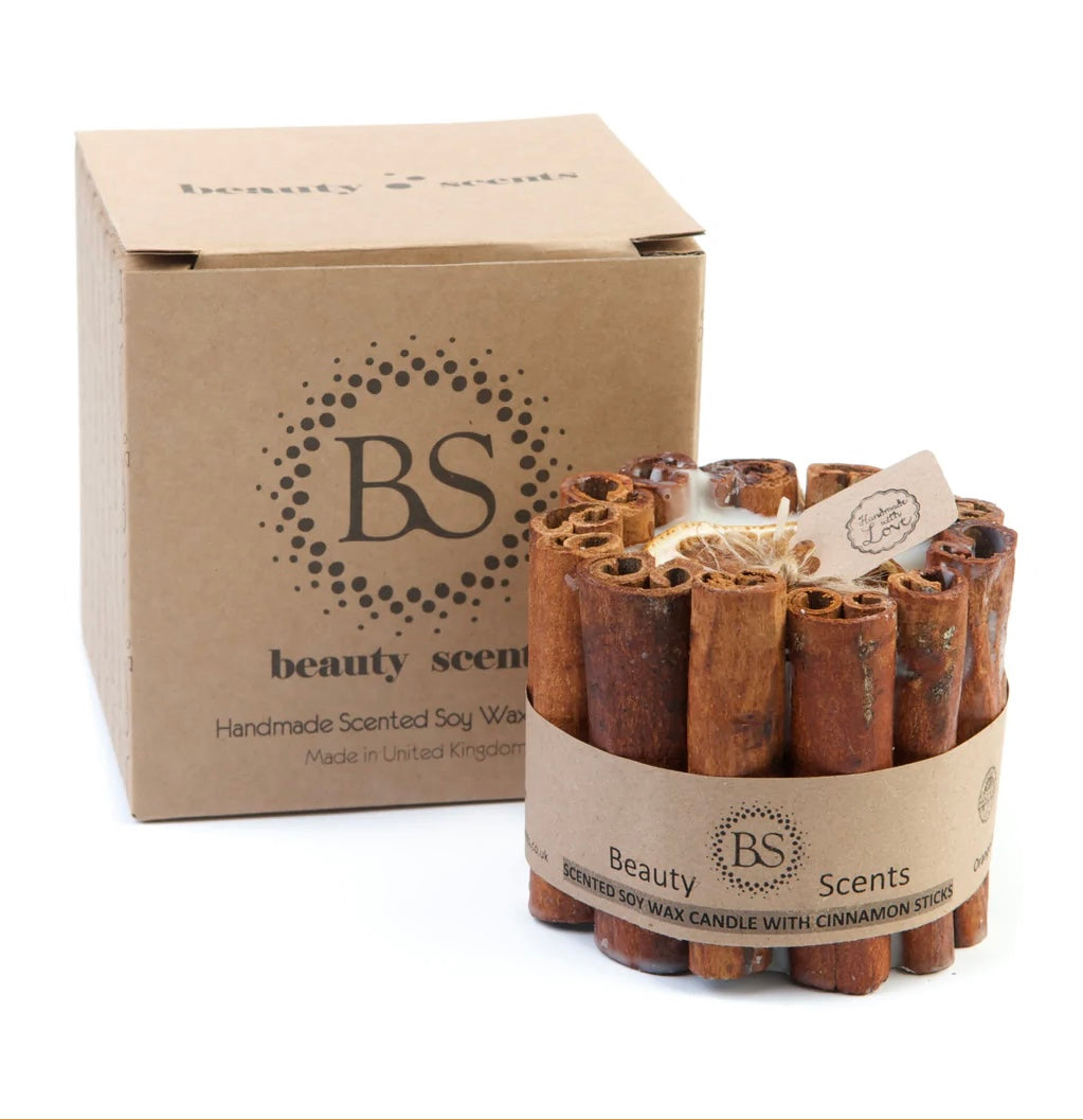 Beauty Scents Orange & Cinnamon Handmade Candle - Unique Home Pieces