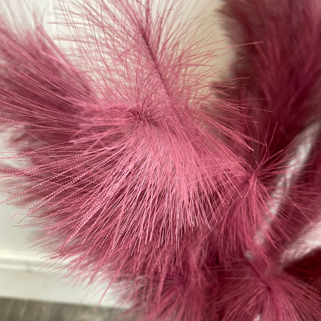 Set Of 5 Scarlet Faux Pampas Grass Stems - Unique Home Pieces