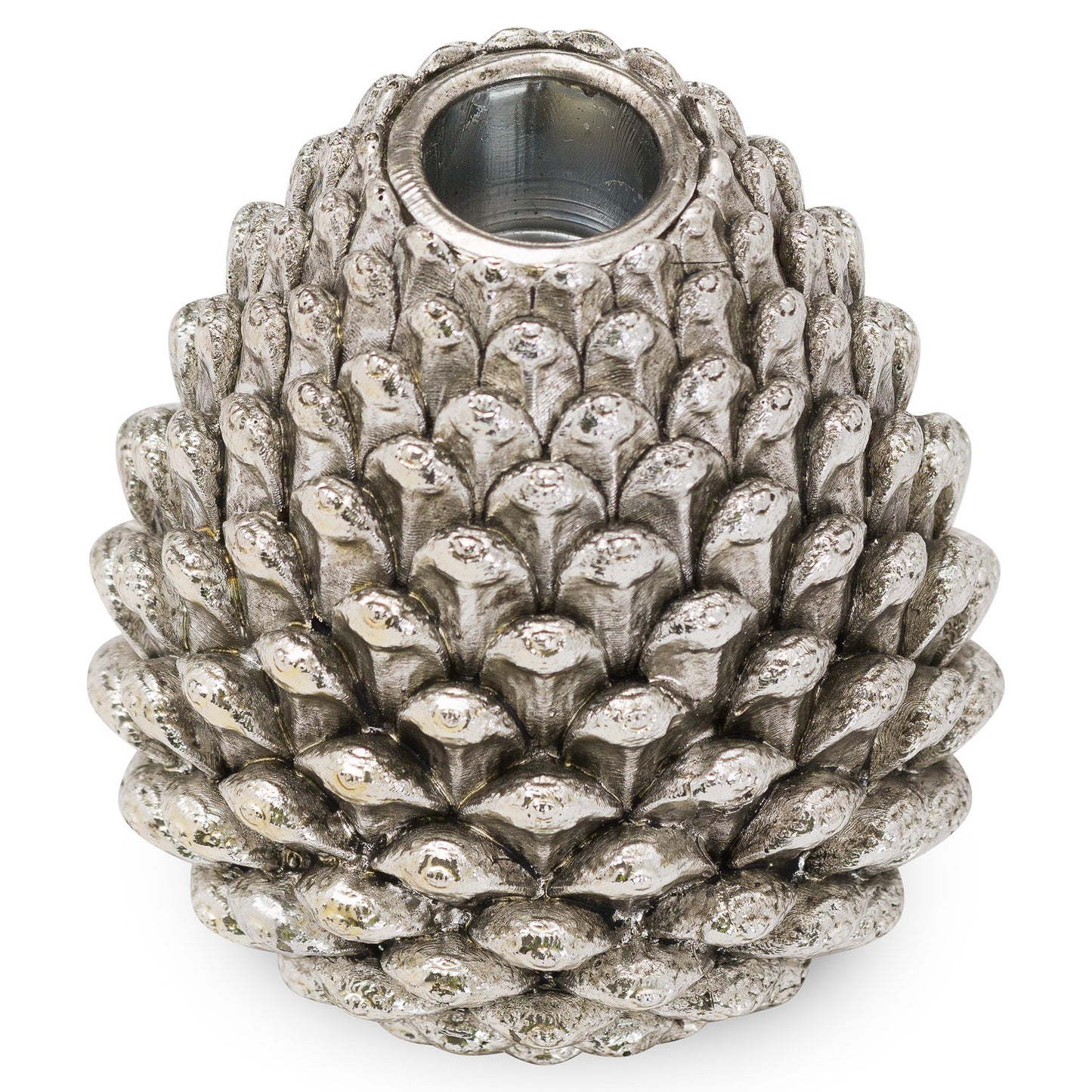 Medium Silver Pine Cone Candle Holder - Unique Home Pieces