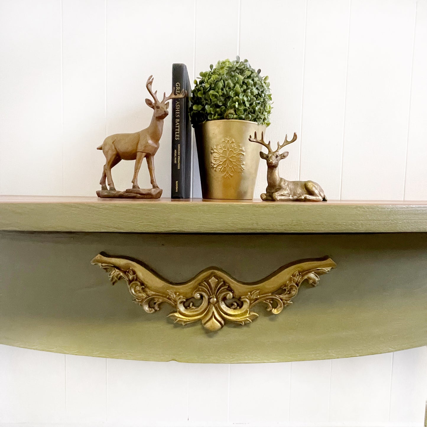 Large Green Vintage Half Moon Console Table, Demi Lune, Hall Table, Accent Table - Unique Home Pieces
