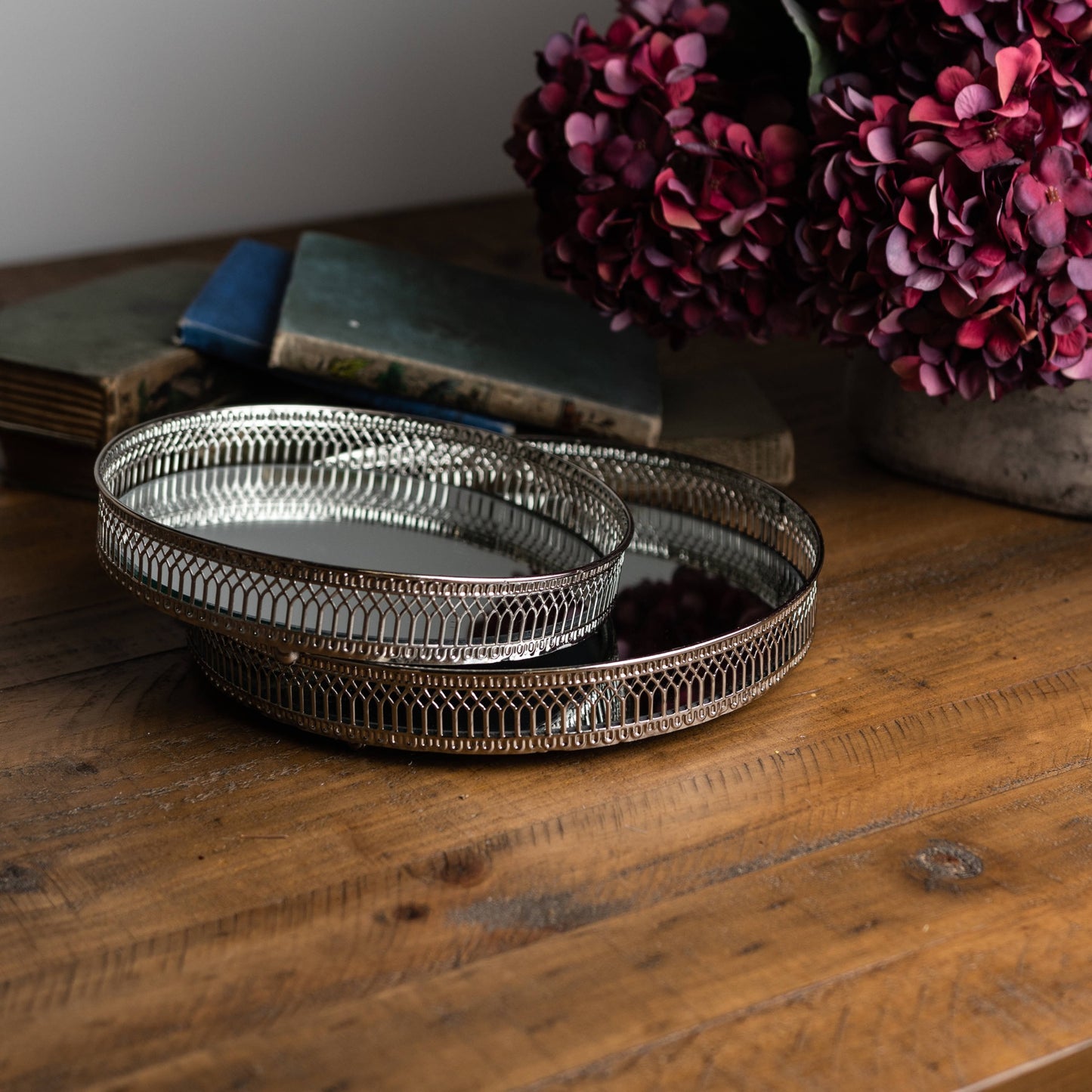 Set of Two Nickel Mirrored Tray - Unique Home Pieces