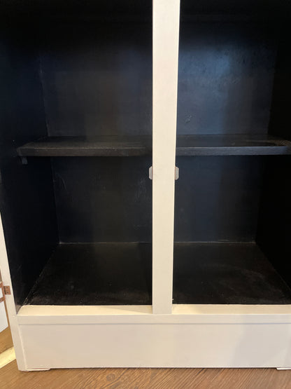 White Vintage Drinks Cabinet with Leaf Design