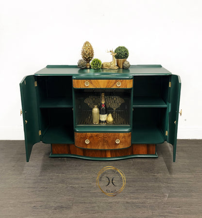 Heron of London Green Walnut Drinks Cabinet/Sideboard