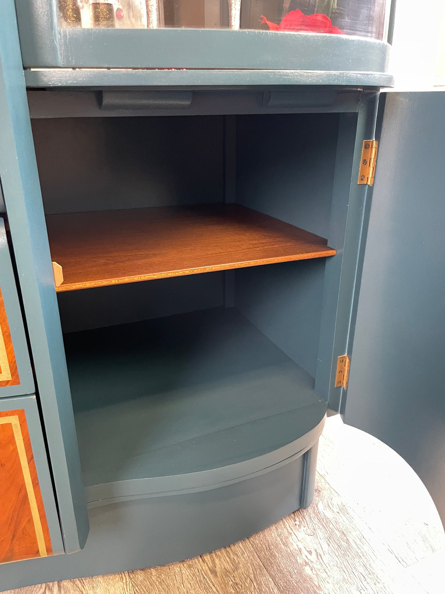 Beautility 1950s Blue Walnut Cocktail Cabinet Sideboard