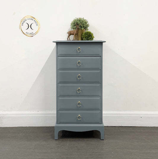 Slimline Blue Tallboy Vanity Unit Dresser Chest - Unique Home Pieces