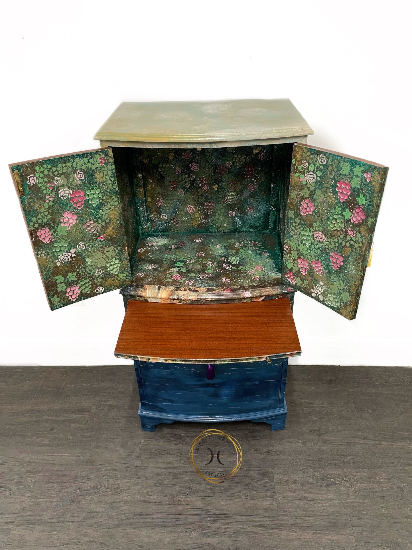 Whimsical Floral Fairies Hand Painted Drinks Cabinet.