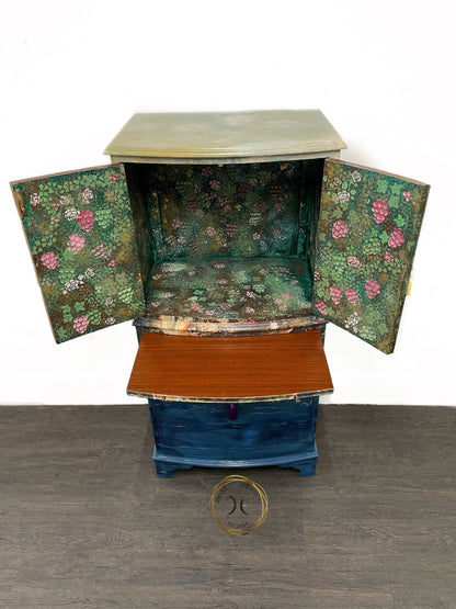 Whimsical Floral Fairies Hand Painted Drinks Cabinet.