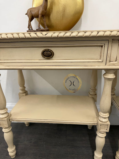 Set Of Two Cream Olde Worlde Style Nightstands/Side Tables