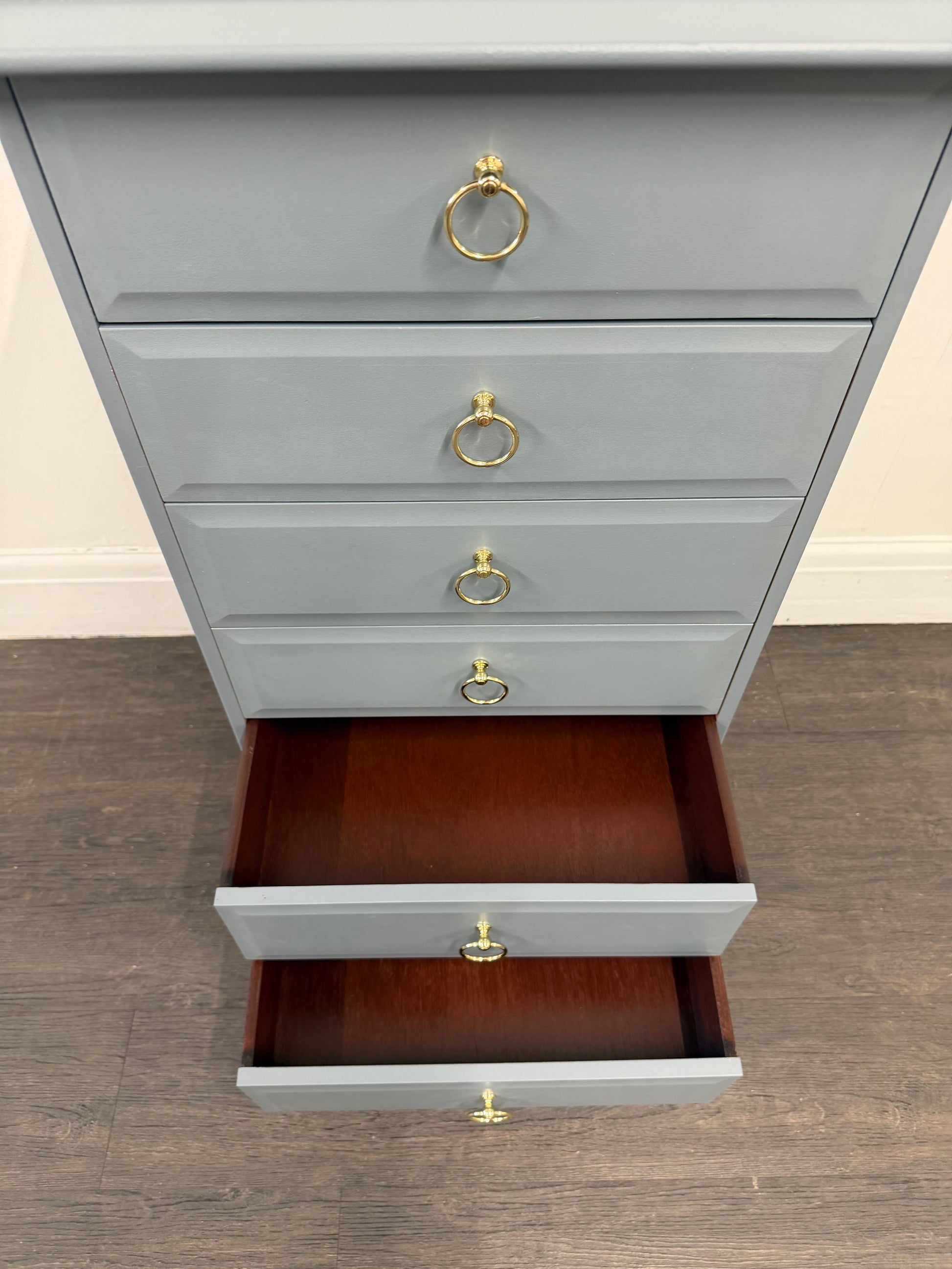 Slimline Blue Tallboy Vanity Unit Dresser Chest - Unique Home Pieces