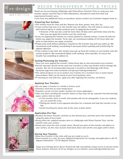 Re-Design With Prima Decor Transfers - Blushing Blooms Symphony By KACHA - 24” x 35”