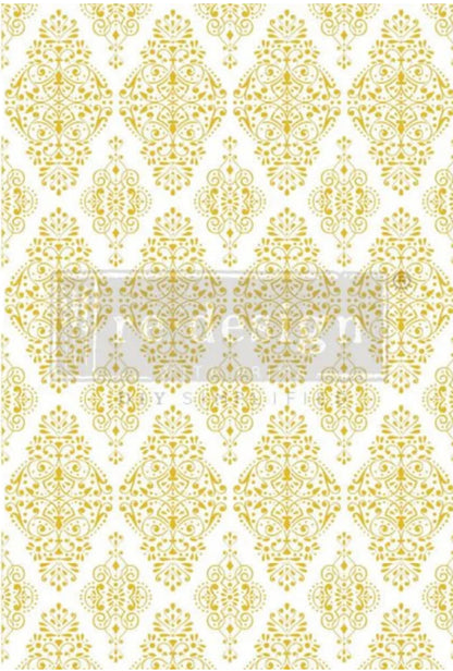 Re-Design With Prima Decor Transfers - Golden Damask By Kacha 24” x 35”