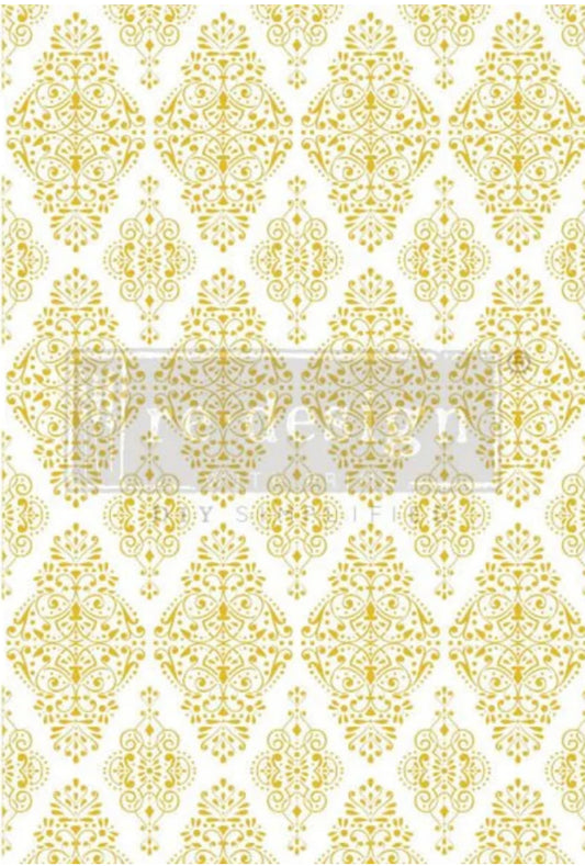 Re-Design With Prima Decor Transfers - Golden Damask By Kacha 24” x 35”
