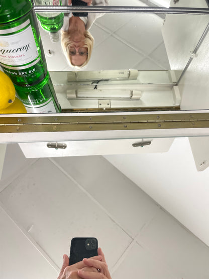 White Vintage Drinks Cabinet with Leaf Design