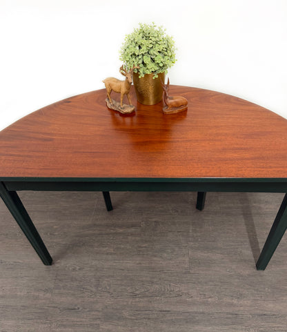Large Dark Green Mahogany Half Moon Console Table