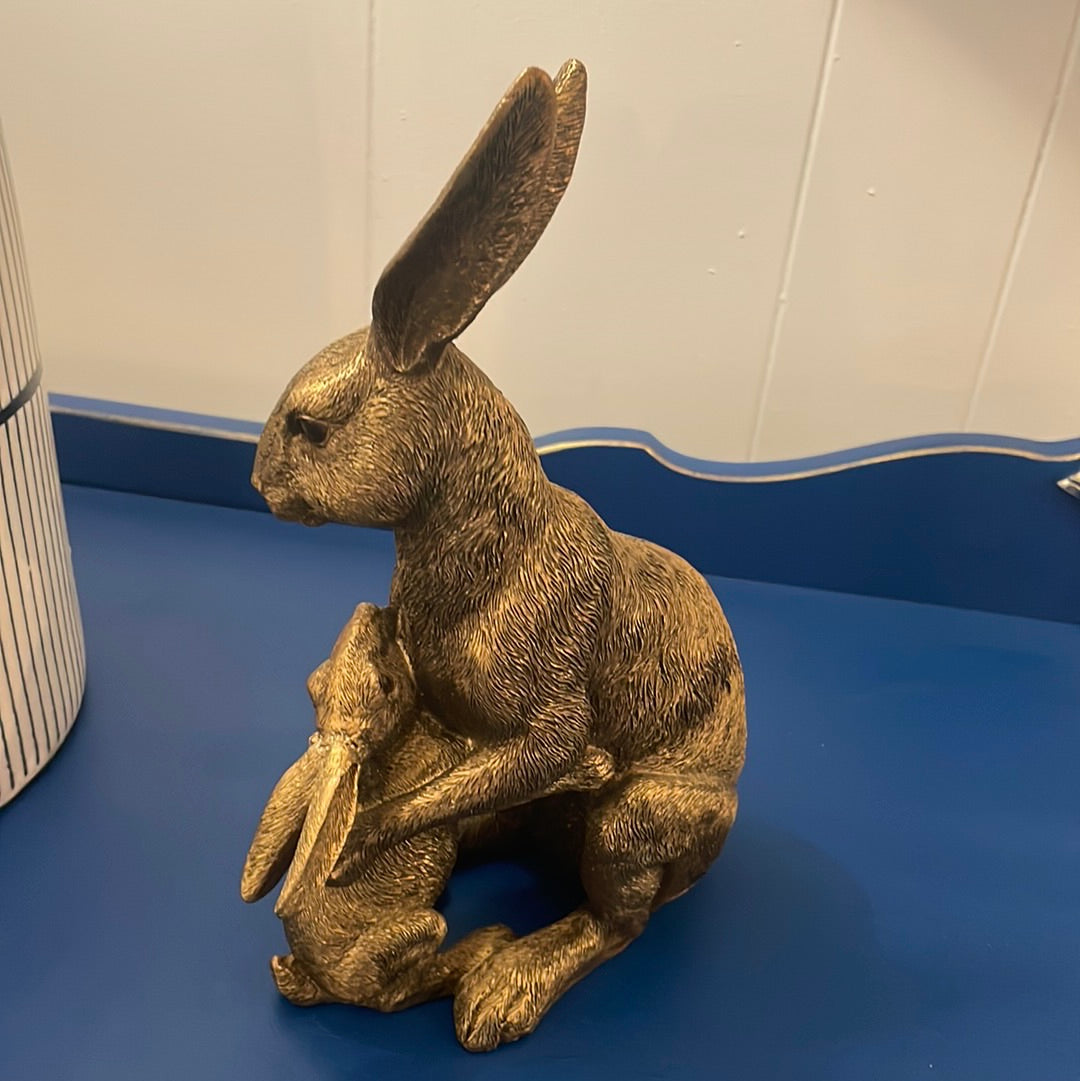 Leonardo Reflections Bronzed Effect Hare with Baby Figurine.