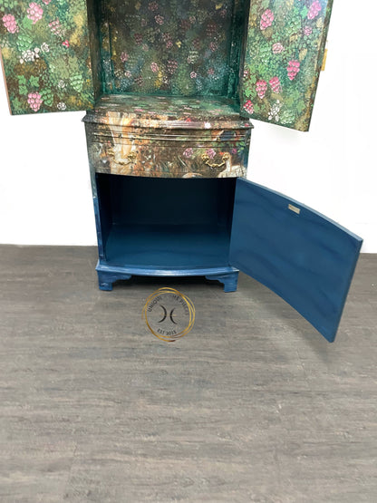 Whimsical Floral Fairies Hand Painted Drinks Cabinet.