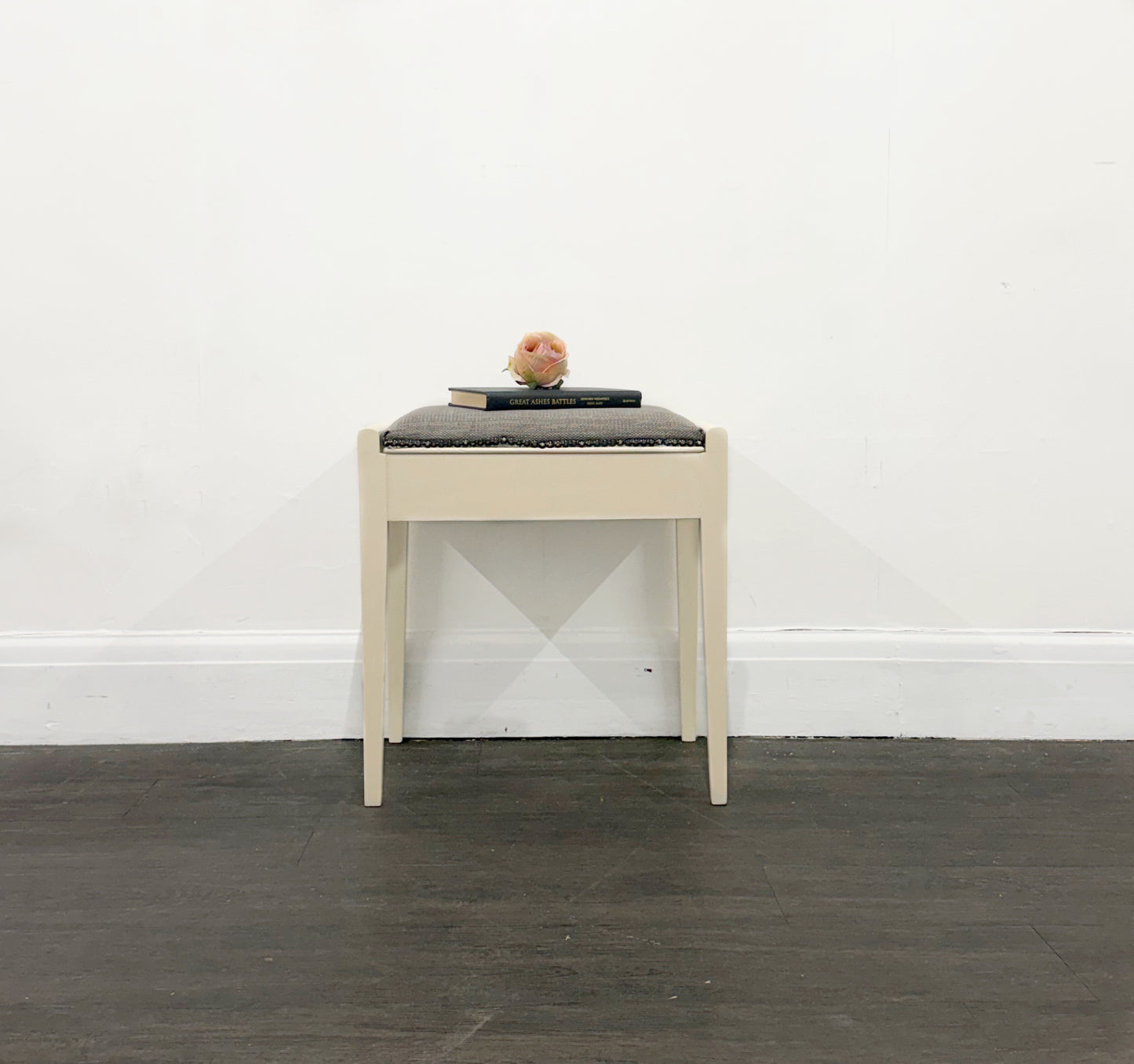 Cream And Brown Piano Stool