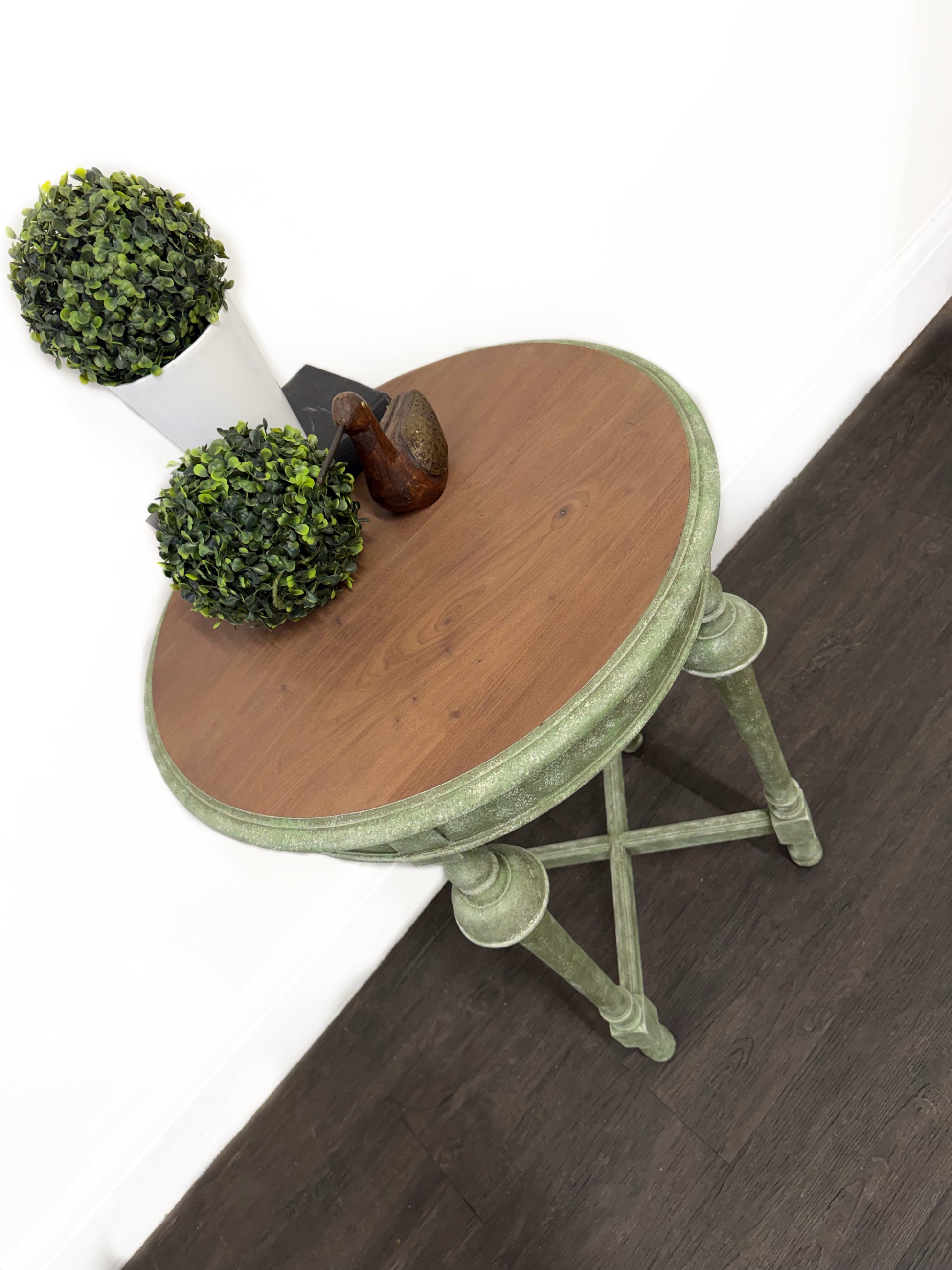 Round Green Stone Effect Occasional Side Table - Unique Home Pieces