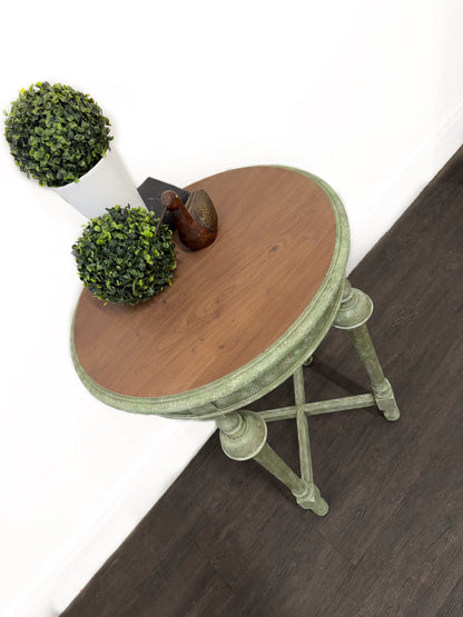 Round Green Stone Effect Occasional Side Table - Unique Home Pieces