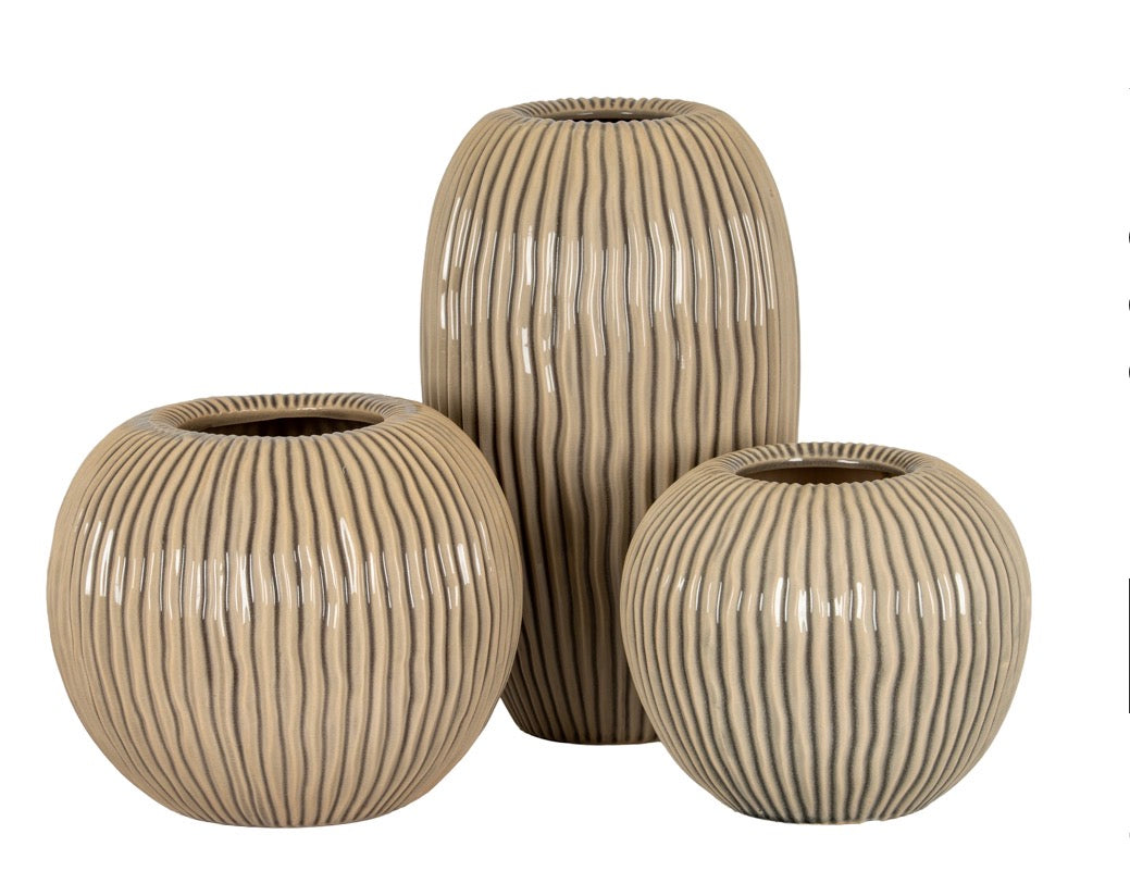 Pallida Collection Large Striped Vase - Unique Home Pieces