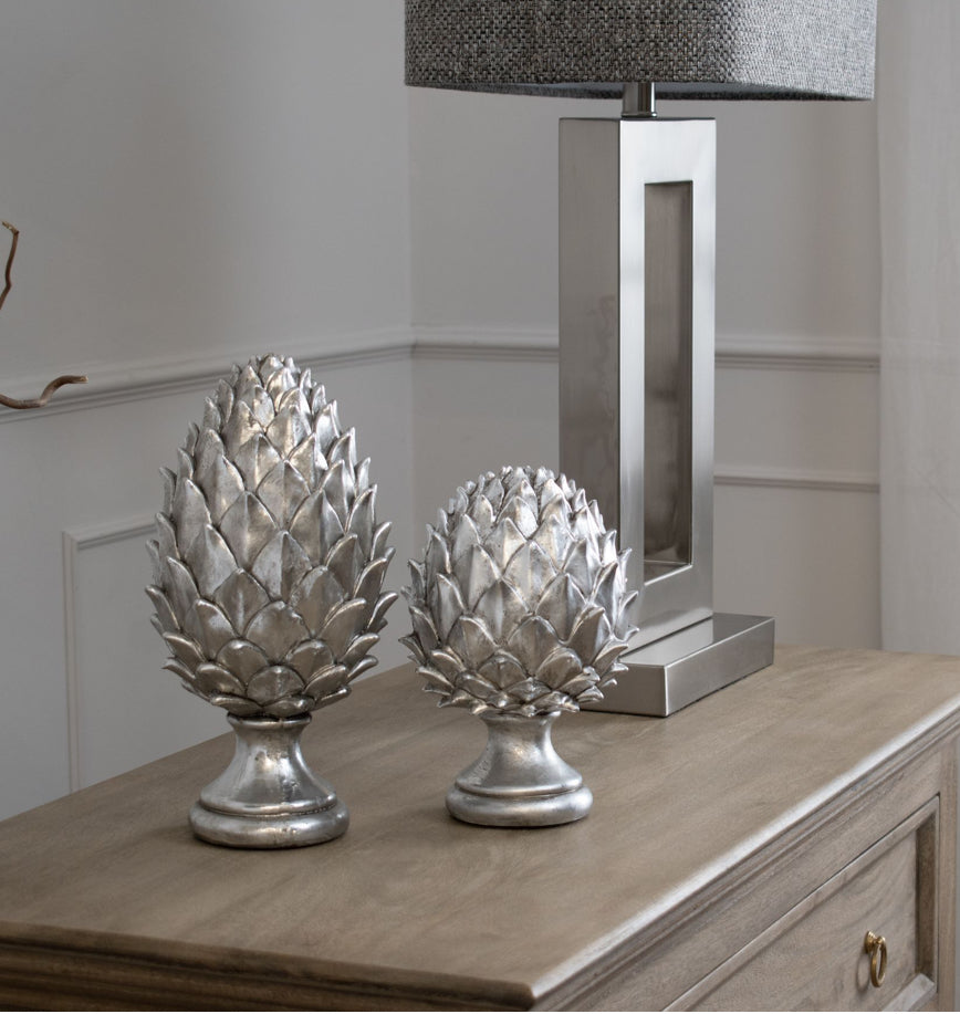 Tall Silver Pinecone Finial