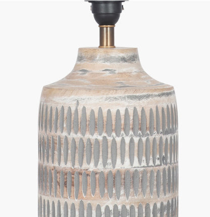 Galle Grey Wash Wood Textured Table Lamp Base