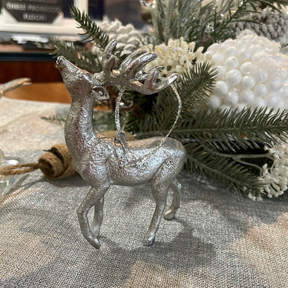 Silver Stag Christmas Tree Ornament