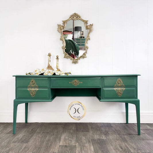 Stag Minstrel Green 5 Drawer Dressing Table/Desk