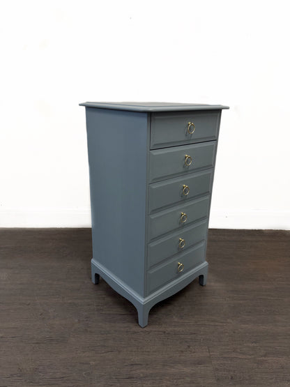 Slimline Blue Tallboy Vanity Unit Dresser Chest - Unique Home Pieces
