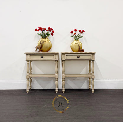 Set Of Two Cream Olde Worlde Style Nightstands/Side Tables