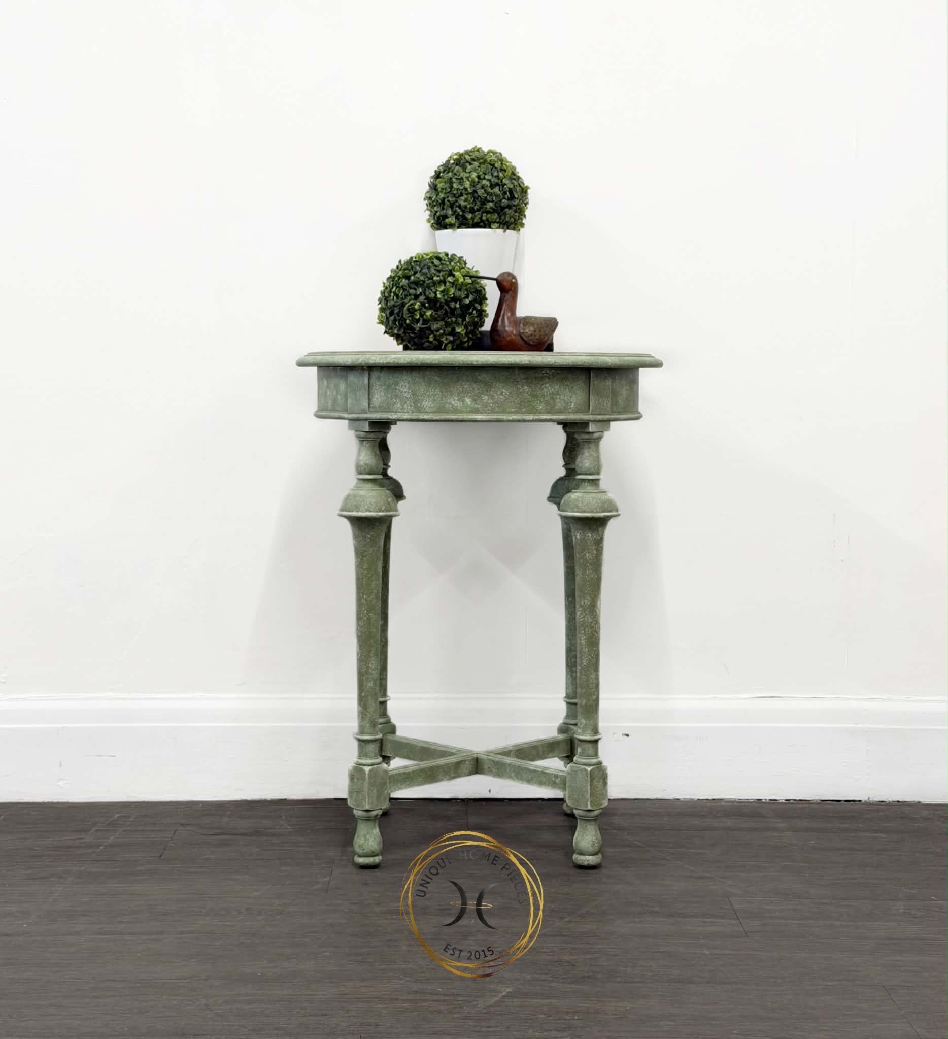 Round Green Stone Effect Occasional Side Table - Unique Home Pieces