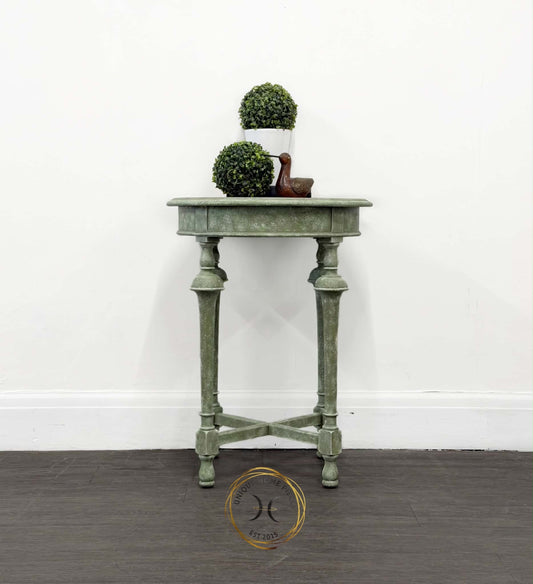Round Green Stone Effect Occasional Side Table - Unique Home Pieces